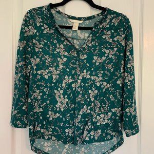 H&M Green Floral Blouse Size XS